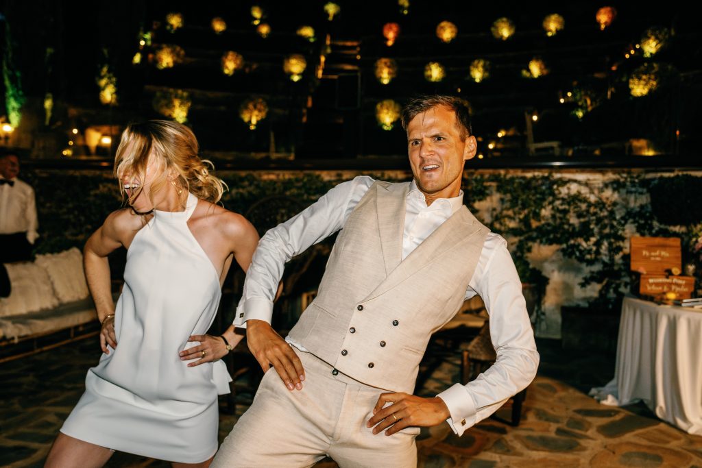 Vici and Martin on the dance floor, Casa de la Era wedding in Marbella