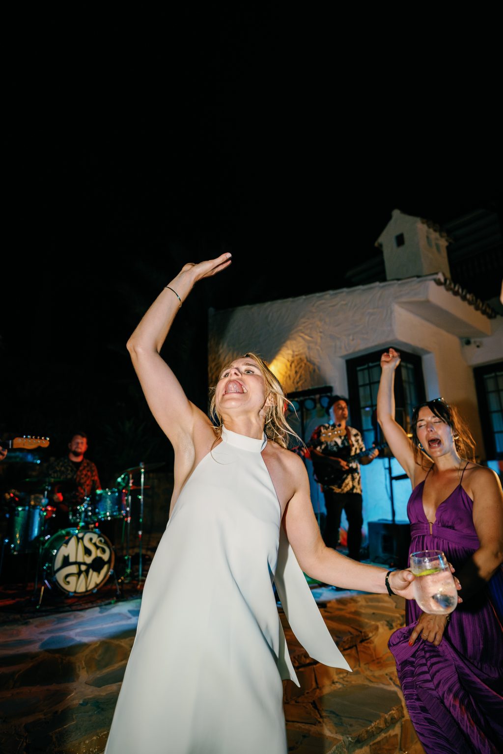 Bride dancing at the party, Casa de la Era wedding in Marbella