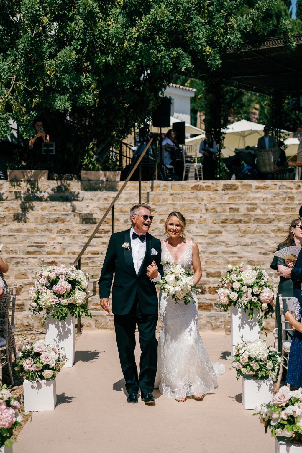 Bride and her father walking to the ceremony, Casa de la Era wedding in Marbella