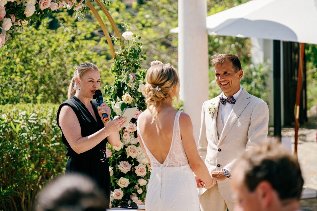 Celebrant leading the ceremony, Casa de la Era wedding in Marbella