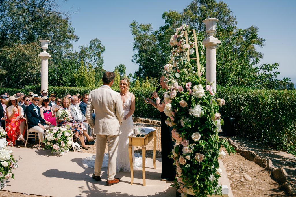 Ceremony in the garden with guests, Casa de la Era wedding in Marbella
