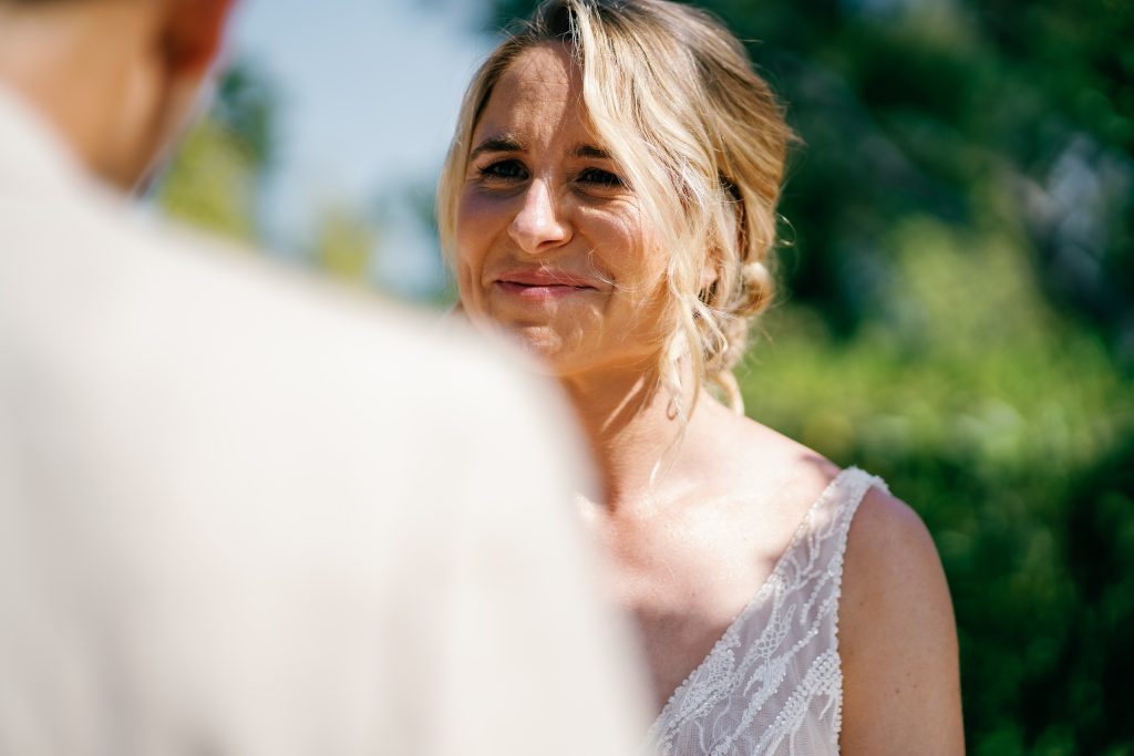 Emotional moment during the vows, Casa de la Era wedding in Marbella