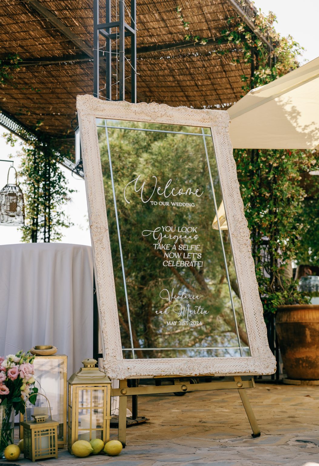 Welcome sign for the wedding, Casa de la Era wedding in Marbella
