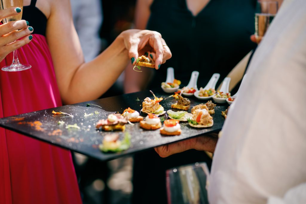 Canapés served at the cocktail, Casa de la Era wedding in Marbella