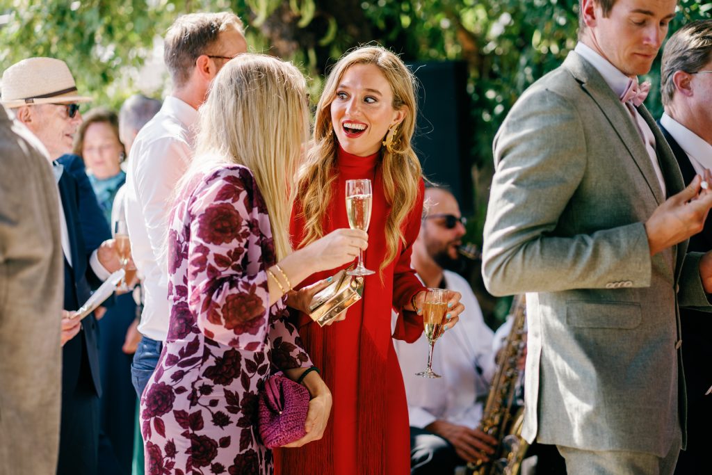 Guests enjoying the cocktail hour, Casa de la Era wedding in Marbella