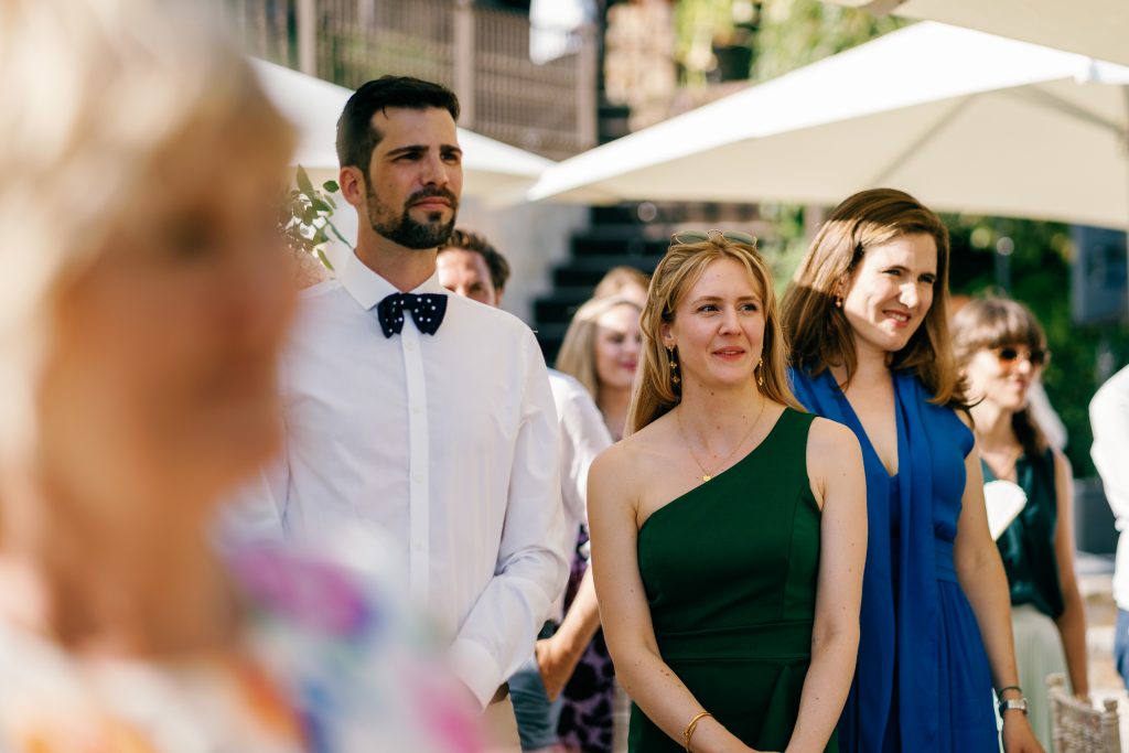 Guests laughing during the speeches, Casa de la Era wedding in Marbella