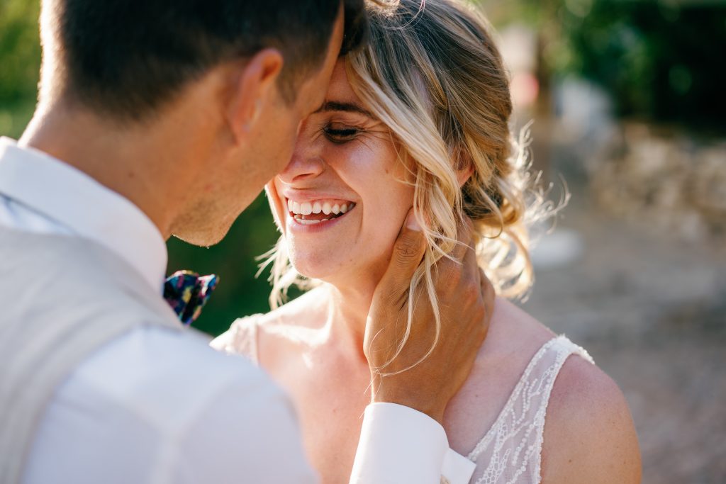 Close-up of the couple at sunset, Casa de la Era wedding in Marbella