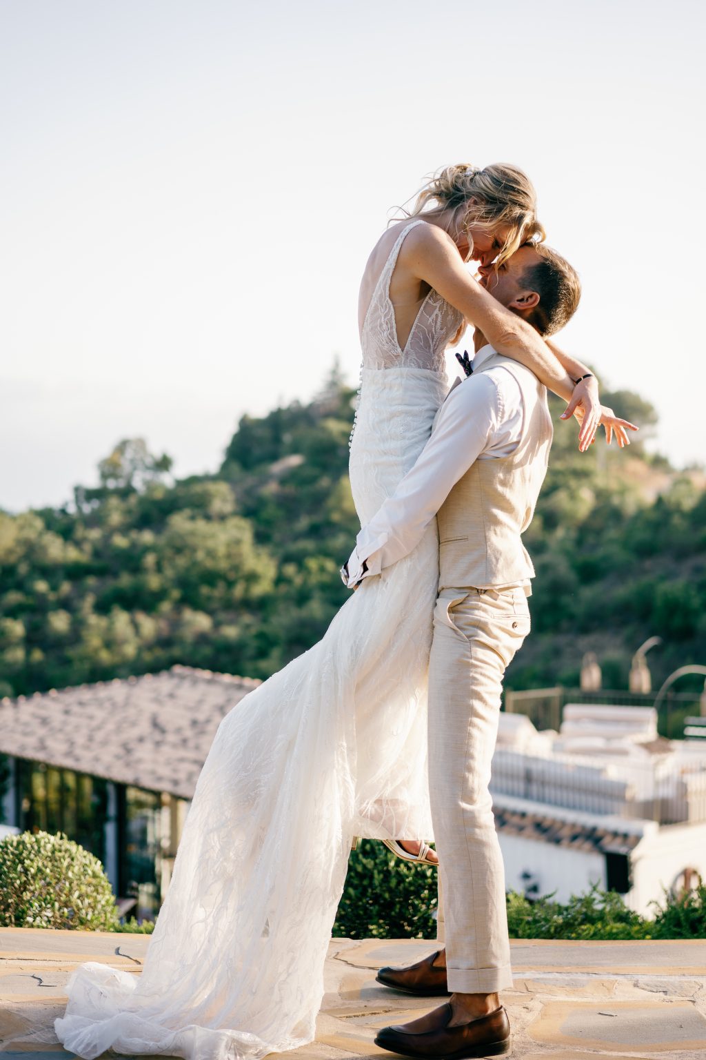 Groom lifting the bride, Casa de la Era wedding in Marbella